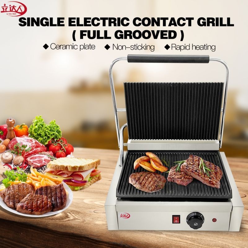 Single Electric Contact Grill(Full Grooved)