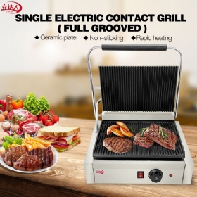 Single Electric Contact Grill(Full Grooved)